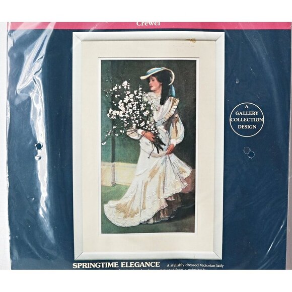 Vintage Springtime Elegance - Crewel Embroidery Kit - Sunset Dimensions NOS Seal - Picture 2 of 5